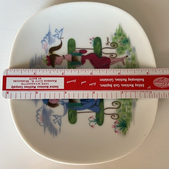 Rosenthal Raymond Peynet Plate Dish Porcelain Lovers Bench Doves Germany Vintage - Picture 9 of 12